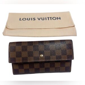 Louis Vuitton Damier Ebene Long Wallet Crossbody Conversion w/ Chain & Insert